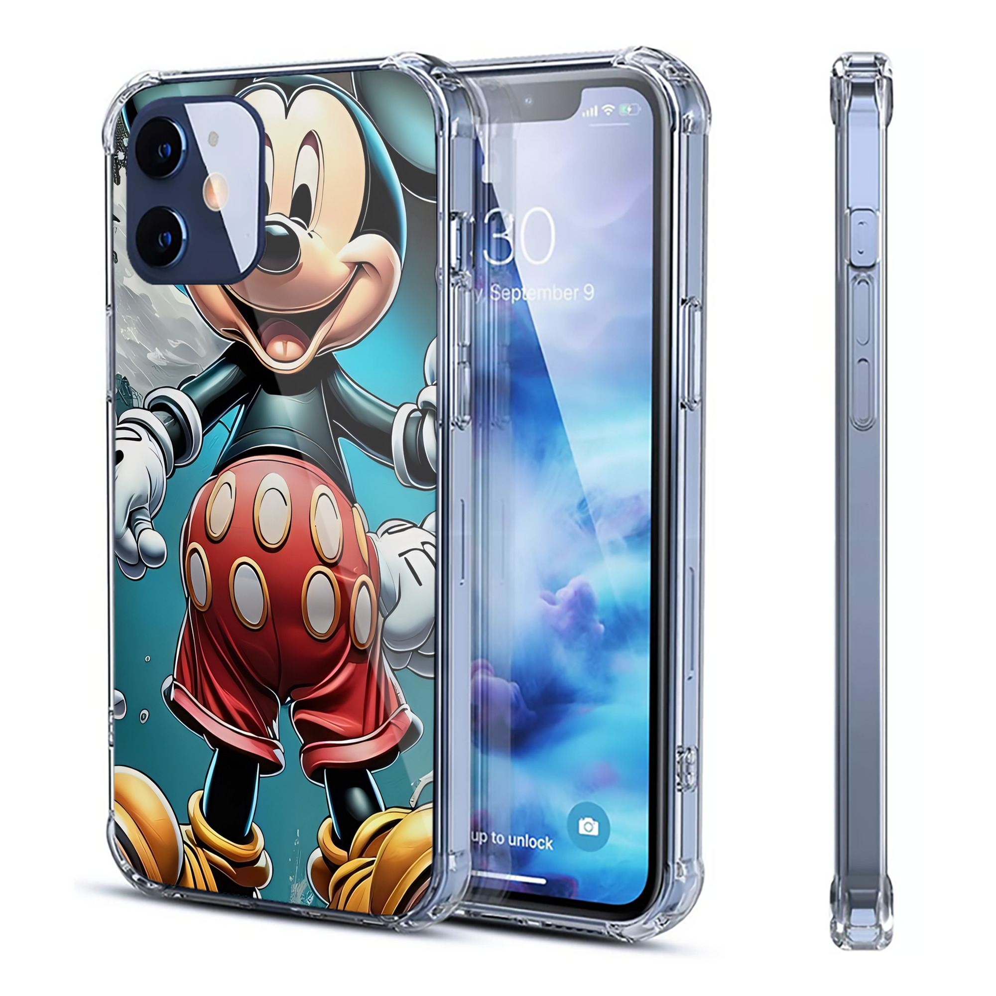 （画像用） ミッキーマウス Mickey Mouse 【iPhone 12シリーズ対応】透明スマホケース（クリアソフトケース）